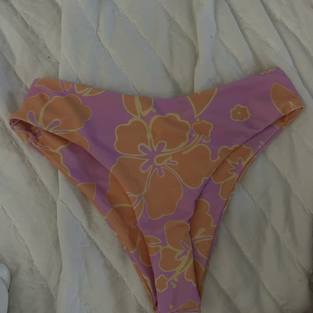 Floral Bikini Bottoms in Pink and Orange: Aurelle XS